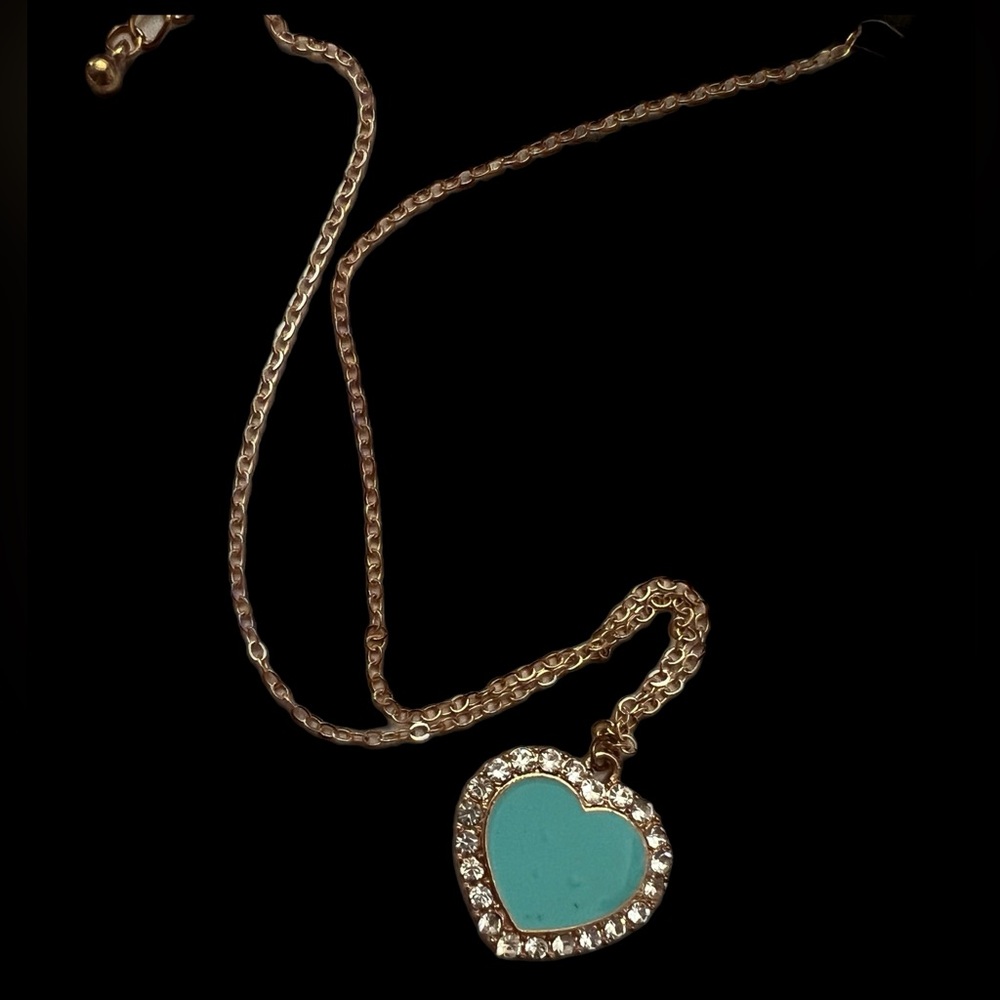 Gold / Turquoise Heart Pendant Necklace